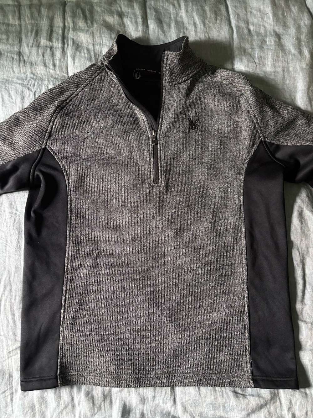 Spyder Men's Gray and Black Half-Zip Performance Sweater
